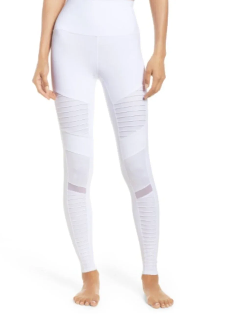 ALO Yoga White High-Waist Ribbed Mesh Leggings, Women’s Sz XS